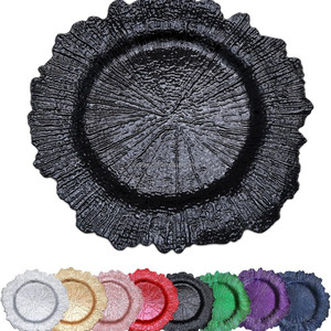 SLC062 Piatto Moderno in Acrilico a Forma di Fiocco di Neve, Lussuoso Nero e Oro, Piatti Rotondi in Plastica per Decorazioni Matrimoniali - Product Image 5