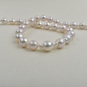 Collier de perles d'eau douce blanches en forme baroque de 9-10 mm, perles en forme de goutte, accessoires semi-finis pour bricolage - Product Image 2