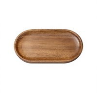 Acacia houten onderzetter theebakje massief houten dienblad hotels creatief fruit dessert bord ovaal dienblad theepot standaard droog brouwen massief