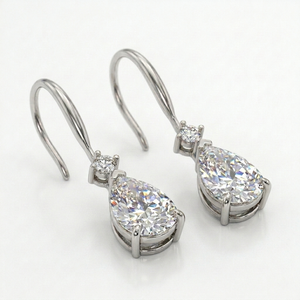 925 Sterling <b>Silver</b> Pear Cut Moissanite Rhodium Plated Trendy Dangle Water <b>Drop</b> <b>Earrings</b> for Women Wedding Gift - Product Image 2