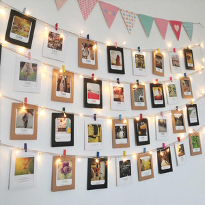 10 Uds. Entretenimiento deportivo 3 colores papel Kraft marcos de fotos 5 tamaños elección Collage decoración de pared Diy cartón Clips de madera yute - Product Image 5