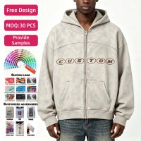 Sudadera con capucha para hombre, personalizada, 420 g/m², 100% algodón, con cremallera, efecto desgastado, estampado serigrafiado, sudadera regular de algodón, forro polar.