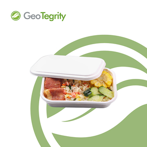Emballage de moulage de pulpe de bagasse de canne à sucre biodégradable compostable sans PFAS plateau alimentaire avec couvercle pour service de gelée de nouilles à <span class=keywords><strong>sushi</strong></span> - Product Image 2