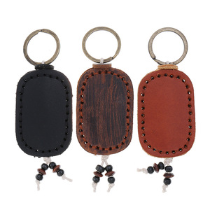 Porte-clés en cuir de <span class=keywords><strong>vachette</strong></span> vintage cousu à la main <span class=keywords><strong>Double</strong></span> pendentif Simple personnalité porte-clés léger pour hommes femmes sacs grande clé - Product Image 2