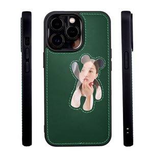 Vente en gros d'ours en cuir PU mignon en forme de miroir de <span class=keywords><strong>couverture</strong></span> de téléphone étui de téléphone antichoc à la mode pour iPhone 15 14 13 12 11 - Product Image 2