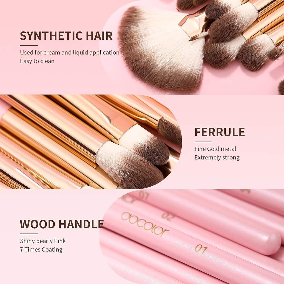 Docolor ชุดแป้งรองพื้นคาบูกิระดับพรีเมี่ยมแปรงแต่งหน้า15ชิ้น + แปรงแต่งหน้าหลากสี17ชิ้น10ชิ้น