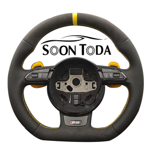 Volant semi-couvert en cuir suédé noir modifié pour <span class=keywords><strong>Audi</strong></span> A8 A3 A4 A5 A6 R8 C7 B6 B8 RS3 8V RS4 RS6 RS7 SQ5 Q3 Q5 Q7 TT <span class=keywords><strong>RS</strong></span> - Product Image 1