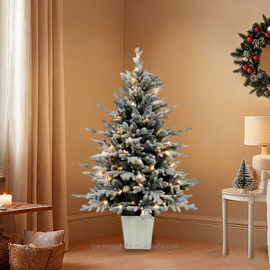 Sapin de Noël artificiel floqué pré-éclairé de 1,2 m avec lumières blanc chaud et branches enneigées pour la décoration de la maison, des hôtels et des fêtes - Product Image 6