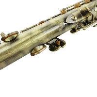 Antique Green Lacquered Finish Adjustable Bb Straight Soprano Saxophone Bakelite Head for Student Professional Band Performance