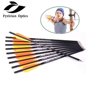 Săn Bắn Nỏ Bắn Cung 16/20 Inch Orange Yellow Feather Cột Sống 400 Carbon Mũi Tên Sử Dụng Cho Nỏ Bow Săn Bắn Bắn