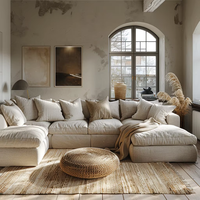 Canapé modulaire sectionnel Atunus en tissu crème, style salon, blanc, doux, moderne, grand modèle nuage, pour salon