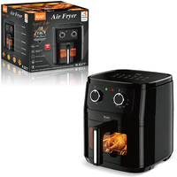 Freidora de Aire RAF R.5377 de 1600W con Ventana de Visualización de 6.5L de Capacidad Real, Temporizador de 80 a 200°C y 0 a 60 Minutos para Asar, Hornear y Freír, Uso Diario