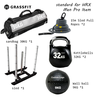 Ensemble de compétition Grassfit HRX : Kettlebell lesté, Corde de traction, Ballon mural, Sac de sable, Spécifications officielles du poids HRX