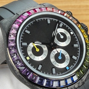 Rainbow Series Multi-functional Luxury <b>Watch</b> - Carbon Fiber <b>Case</b> with Gemstone Inlay - High-Quality Men's <b>Watch</b> - Product Image 2