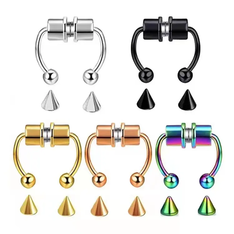 Wholesale New None Piercing Jewelry Septum Magnet Hoop Clip 316l Stainless Steel Nose Ring