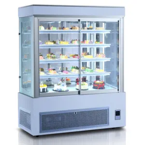 Arriart venda quente vertical ângulo direito mostrar bolo vitrine padaria exibição armário geladeira vitrine para bolos