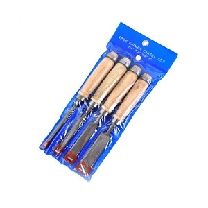 Jeu de ciseaux à bois Firmer 4 pièces 1/4 1/2 3/4 1 pouce, droits et plats, outils de menuiserie, manche en hêtre, acier au chrome vanadium - Product Image 1