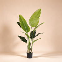 Plante artificielle haut de gamme Strelitzia (Oiseau de paradis) en pot, feuillage vert, personnalisée pour la décoration intérieure au sol