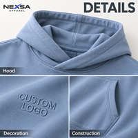 Sweat à capuche bleu poudré personnalisé de qualité supérieure avec logo tonal sur la poitrine, en coton doux, motif graphique lettré, style streetwear minimaliste décontracté, vente en gros