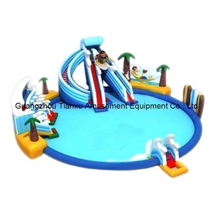 Popular enorme tiburón natación pelota inflable piscina tobogán PVC comercial <span class=keywords><strong>parque</strong></span> acuático en el suelo para el hogar tamaño personalizado - Product Image 6