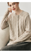 Cardigan d'hiver pour femme en cachemire de Mongolie intérieure, laine et acrylique, tricot torsadé, luxueux et duveteux, avec boutons recouverts