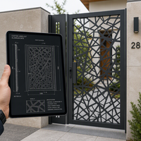 Portail de Villa de Luxe en Alliage d'Aluminium avec Motifs Artistiques Personnalisés, Reconnaissance Faciale IA Intelligente, Entrée Extérieure, Prévention Incendie