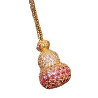 Collier vintage en forme de gourde serti de diamants et rubis, design 3D tendance, chaîne de clavicule