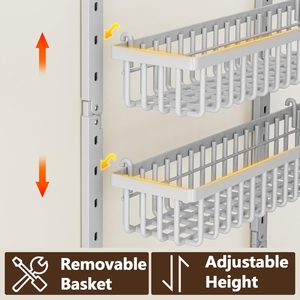 Organizador de especias de 9 niveles 2 en 1 para montar en la pared y colgar, con cesta profunda ajustable, resistente, para almacenamiento de condimentos sobre la puerta de la <span class=keywords><strong>despensa</strong></span>. - Product Image 4