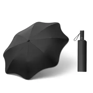 ZY138 Full Automatic Umbrellas Custom Logo Thicken Black Coating 8K Pongee Folding Umbrella