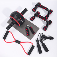 FDFIT Nouveau Kit Combiné Léger pour Exercices Abdominaux à Domicile : Roue Abdominale, Support de Pompes, Poignée et Corde de Traction