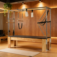 Equipo de Pilates Reformer Resistente, para Flexibilidad, Estiramiento Muscular, Reformer de Madera de Roble, Cadillac de Pilates de Madera de Roble para Gimnasio