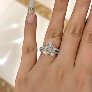 Anello di fidanzamento a doppio strato Sweet Heart per donna, elegante gioiello da dito alla moda - Product Image 3