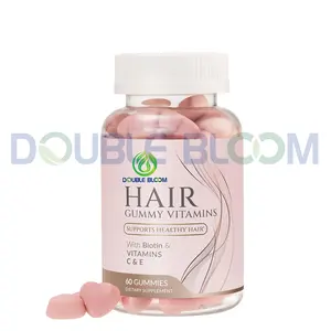 Vitaminas para cabelo gomas com biotina vitamina A B12 C D E ácido fólico apoia o crescimento do cabelo gomoso