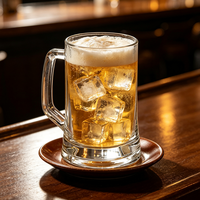 Chope à bière en verre grande capacité avec poignée, base lourde, pour boissons glacées, bière, limonade, logo personnalisé