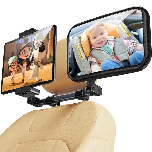 2 in 1 ABS iPad Holder for Car Backseat & Headrest Mount-Road Trips Fits 4.7-11 Inch Tablets for Kids