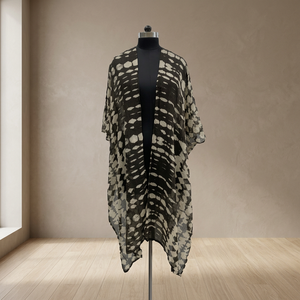 Open Front Animal Print Chiffon Kimono <b>Boho</b> Loose Asymmetric Maxi <b>Dress</b> <b>Summer</b> Batwing Sleeve Translucent Woven Style - Product Image 3