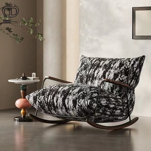 Chaises d'hôtel de luxe à <span class=keywords><strong>bascule</strong></span> fauteuils design nordiques en velours chaises d'appoint noires et blanches - Product Image 1