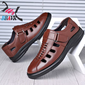 Large Size Walking Style High Quality Hollow Breathable Black Leather Shoes - Product Image 6