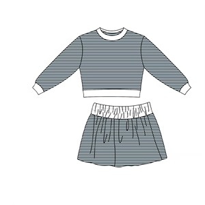 Ensemble de vêtements tendance pour petite fille avec détails volantés : haut à manches longues à volants aux épaules et pantalon évasé à volants avec nœud - Product Image 2