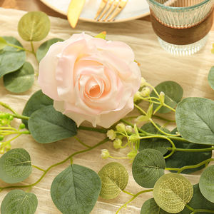 Feuilles d'eucalyptus artificielles de 2 m, vigne de rose des montagnes enneigées, feuilles de soie vertes, simulation de feuilles, plantes en rotin pour la décoration de la maison et des mariages - Product Image 4