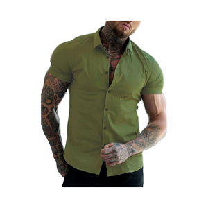 Camicia Estiva da Uomo Ohsisa, Nuovo Modello Tinta Unita con Colletto, Manica Corta, per Uomini Muscolosi, Design Minimalista - Product Image 2