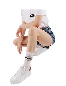 Chaussettes ras du cou pour <span class=keywords><strong>femme</strong></span> à trois bandes dégradées scintillantes, chaussettes athlétiques en coton côtelées respirantes, chaussettes décontractées style rétro preppy personnalisables - Product Image 4