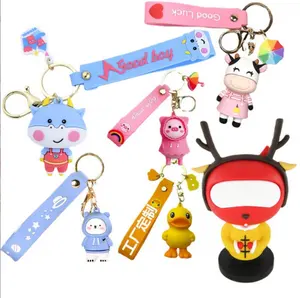 Supplier Custom Logo Cartoon Keyring Real Soft Pink 3D Keychain Anime Figurines Key Chains Pvc With Your Character