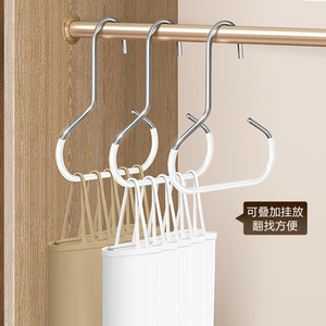 Stainless Steel Round Hanger With <b>Clip</b> Multi Functional Scarf Hat Organizer Hanging Clothes Rack - Product Image 1