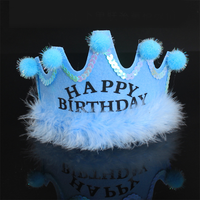 Nouveaux chapeaux d'anniversaire en feutre lumineux à LED, chapeau de princesse, chapeau de roi, chapeau de fête d'anniversaire pour enfants et adultes