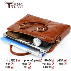 Tiding Men's Business <b>Briefcase</b> Genuine Leather Laptop Bag Black Brown Durable Crossbody Shoulder Bag for Business Travel - Product Image 4