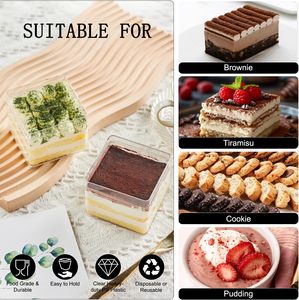 Boîte à desserts tiramisu en plastique transparent PS populaire avec couvercle récipient à gâteau en plastique pour biscuit à dessert - Product Image 4