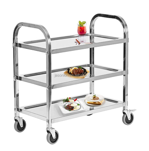 <span class=keywords><strong>2</strong></span> tầng thép không gỉ thực phẩm khay Xe đẩy Ống Vuông dịch vụ cà phê giỏ hàng với tự chọn xe đẩy bánh xe cho Phục Vụ Nhà hàng sử dụng - Product Image 6