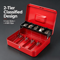 Petite quantité minimale de commande, plusieurs couleurs disponibles, boîte à monnaie portable avec serrure à clé, plateau à argent pour café, marché, magasin, gestion de la monnaie, coffre-fort