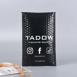 Saco envelope compostável para envio, saco bolha preto à prova d'água 6x10 personalizado com logotipo, embalagem bolha